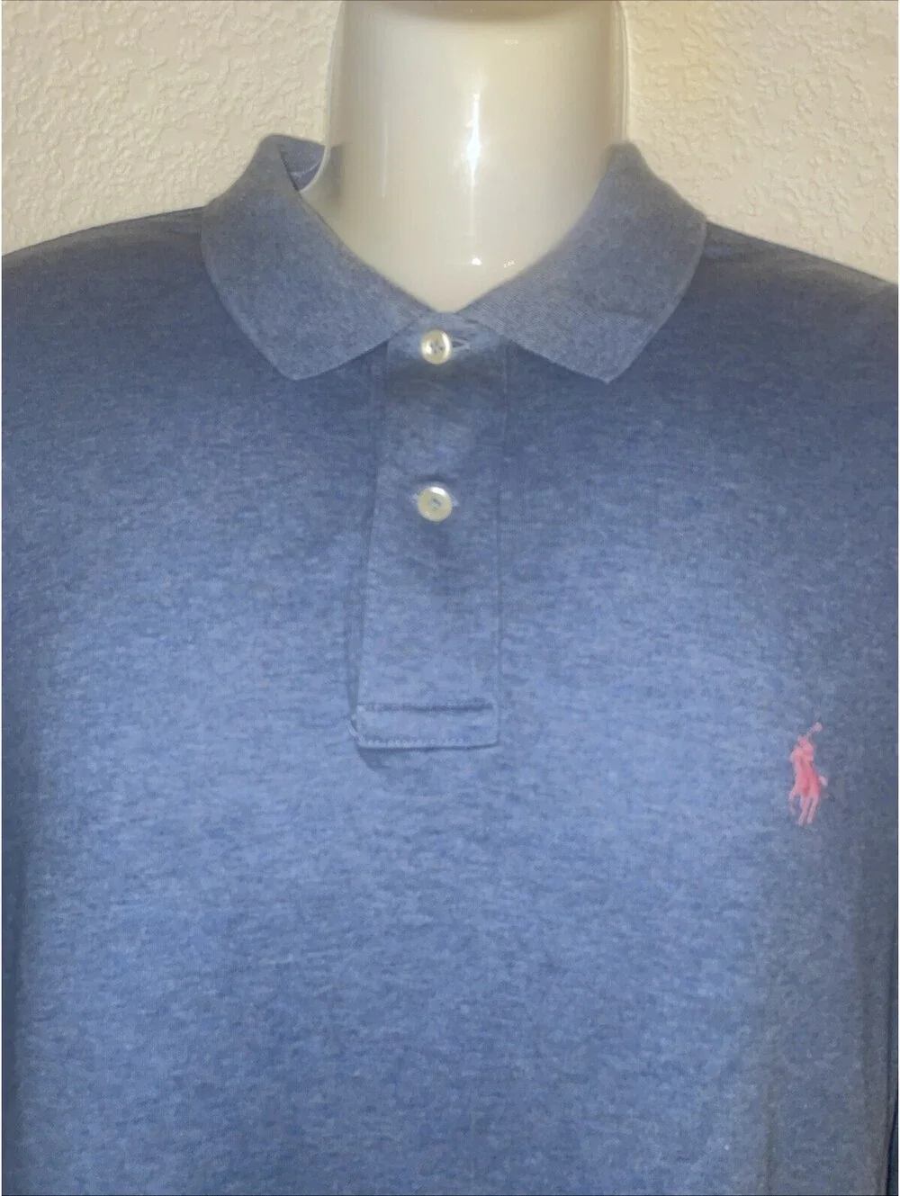 Polo by Ralph Lauren Shirt Mens Large Blue Casual Short Sleeve Pink Pony Soft